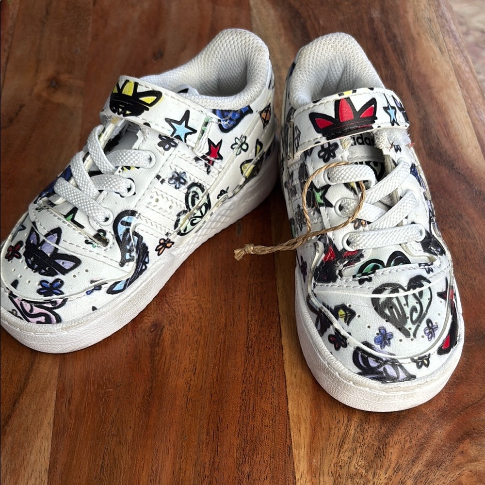 Jeremy Scott X Adidas Baby’s White and Black Patterned Sneakers